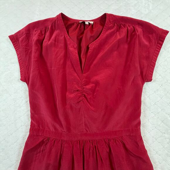 Madewell Lucie Puff-Sleeve Smocked Mini Dress Red Women’s Sz 6 - Picture 2 of 6